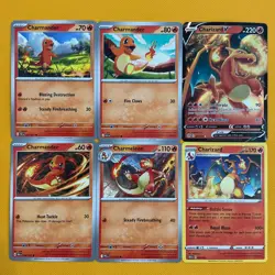 6 charmender Charmeleon Charizard pokemon cards All Different Cute Holo 🐉🔥 - Image 2