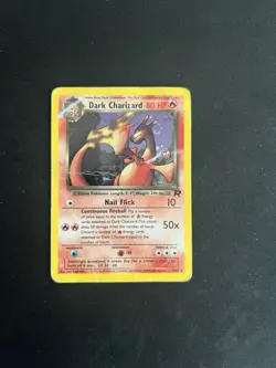 Pokemon TCG Dark Charizard 4/82 Holo Rare Card Team Rocket Damaged - Image 1