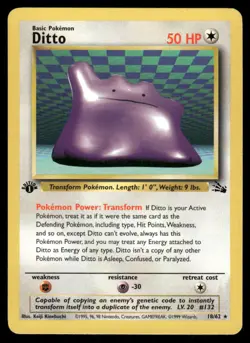 Pokemon Cards Ditto 18/62 1st Edition Fossil Rare NM EBAY LIVE FRIDAY - Image 1
