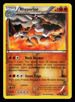 Rhyperior 76/160 Reverse Holo Rare Primal Clash Pokemon Card - Image 1