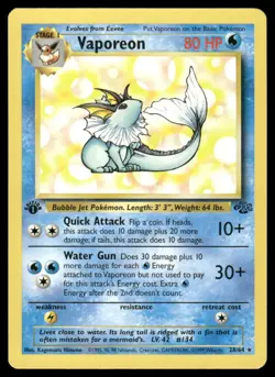 Pokemon Cards Vaporeon 28/64 1st Edition Jungle Rare NM EBAY LIVE FRIDAY - Image 1