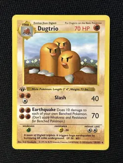Pokemon Dugtrio 19/102 Base Set (Shadowless) (Never Played) *Near Mint* - Image 1