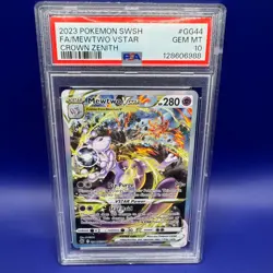 2023 POKEMON SWORD & SHIELD CROWN ZENITH #GG44 FULL ART/MEWTWO VSTAR PSA 10 - Image 1