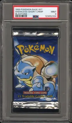 PSA 9 1999 Pokemon Base Set Booster Blastoise Pack Shadowless Short Crimp - Image 1