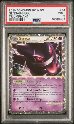 2010 POKEMON HEARTGOLD & SOULSILVER TRIUMPHANT #94 GENGAR-HOLO PSA 9 - Image 1