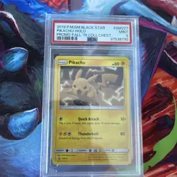 Pikachu 2019 Collector’s Chest SM227 Promo - PSA 9 MINT Pokemon Card - Image 1