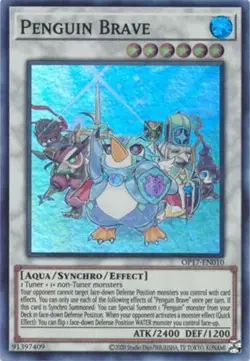 OP17-EN010 Penguin Brave Super Rare Unlimited Edition Near Mint YuGiOh TCG - Image 1