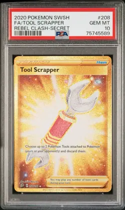 2020 POKEMON SWORD & SHIELD REBEL CLASH #208 FA/TOOL SCRAPPER SECRET PSA 10 - Image 1