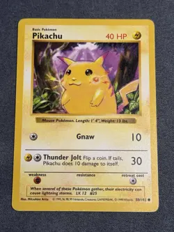 Shadowless Red Cheeks Pikachu 58/102 Base Set Pokemon Card Rare - Image 1