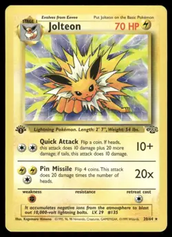 Pokemon Cards Jolteon 20/64 1st Edition Jungle Rare NM EBAY LIVE FRIDAY - Image 1