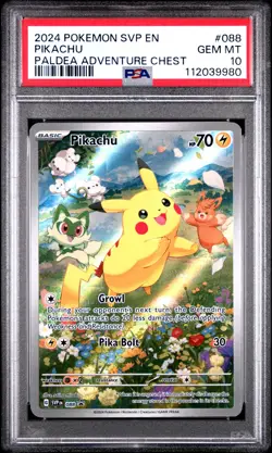 2024 POKEMON SVP EN-SV BLACK STAR PROMO PALDEA ADVENTURE CHEST PIKACHU PSA 10 - Image 1