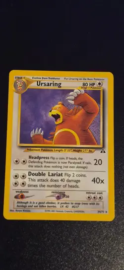 Ursaring 34/75 Unlimited Rare Neo Discovery Pokemon LP - Image 1