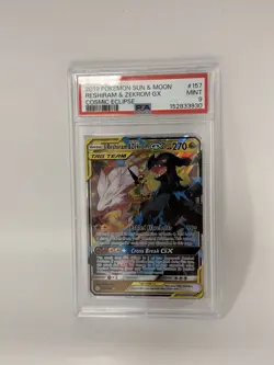 Pokemon 2019 Reshiram & Zekrom GX 157/236 Cosmic Eclipse Ultra Rare Holo PSA 9 - Image 2