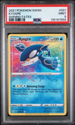 2021 Pokemon SWSH Shining Fates Amazing Rare #021 - PSA MINT 9 - KYOGRE - Image 1