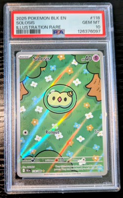 2025 Pokemon SOLOSIS 118/086 BLK EN Illustration Rare Full Art PSA GEM MINT 10 - Image 1