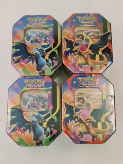 16x Booster Packs Lot- 4x Mega Charizard Ex Tins- Pokemon FACTORY SEALED - Image 1