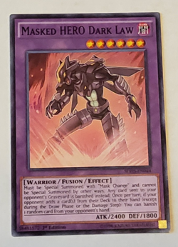 Yu-Gi-Oh Masked Hero Dark Law 1st ed Super Rare SDHS-EN044 - Image 1