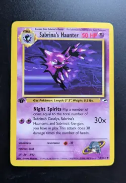 1st Edition Sabrina's Haunter 58/132 Gym Heroes Pokemon Card PSA TCG WOTC 2000 - Image 1