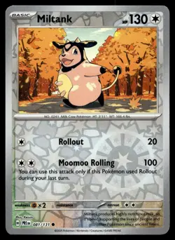 Miltank 81/131 Pokemon Card Prismatic Evolutions Common 130 HP Rev Holo LP GH - Image 1