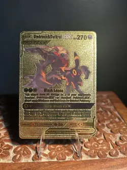 Pokemon Umbreon & Darkrai GX Tag Team Gold Foil Fan/Display Art Card - Image 1