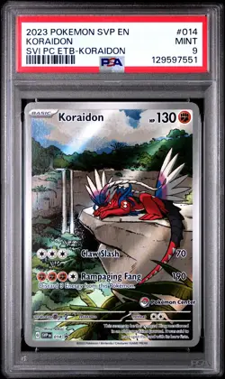 2023 POKEMON SCARLET & VIOLET POKEMON CENTER ETB PROMO SVP #014 KORAIDON PSA 9 - Image 1