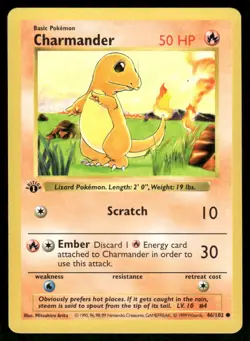 Charmander 46/102 1st Edition Base Set Shadowless Common NM EBAY LIVE FRIDAY - Image 1