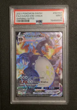 2021 POKEMON SWORD & SHIELD SHINING FATES #SV107 FULL ART/CHARIZARD VMAX PSA 9 - Image 1
