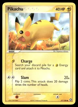 Pikachu 57/108 Common Power Keepers Pokemon Lightly Played - Image 1