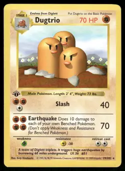Dugtrio 19/102 1st Edition Base Set Shadowless Rare NM EBAY LIVE FRIDAY - Image 1