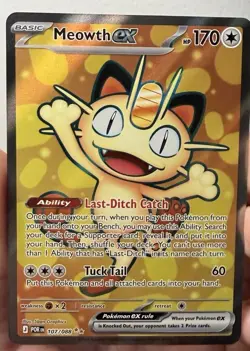 Pokemon Meowth EX 107/088 Me03: Perfect Order Full Art Holo Ultra Rare 170 HP - Image 1