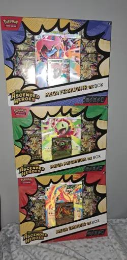 3x Pokemon TCG - Ascended Heroes - Mega ex Box (1 of each type ) - Brand New - Image 1