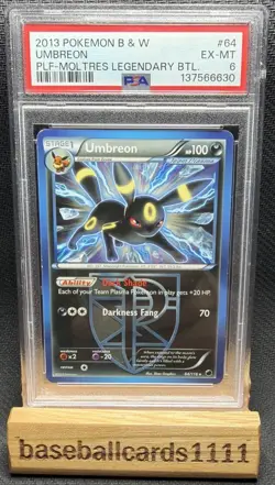 2013 POKEMON B&W PLASMA FREEZE #64 UMBREON-HOLO PSA 6 P1 - Image 1
