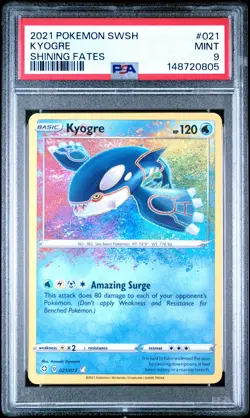 2021 Pokemon Sword & Shield Shining Fates #021 Kyogre PSA9 - Image 1