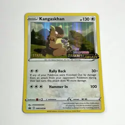 Pokemon Kangaskhan SWSH038 Prerelease Staff Promo Black Star *CRIMP ERROR* Read - Image 3