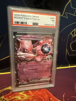 2025 Pokemon Destined Rivals Rocket's Mewtwo Ex #081 PSA 7 - Image 2