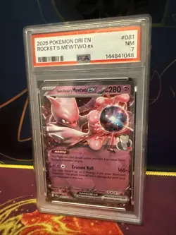 2025 Pokemon Destined Rivals Rocket's Mewtwo Ex #081 PSA 7 - Image 3