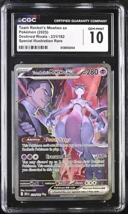 Pokemon Destined Rivals Mewtwo ex SIR 231/182 CGC 10 - Image 1