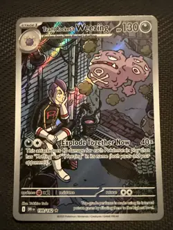 Pokemon TCG Team Rocket's Weezing 199/182 Destined Rivals Illustration Rare - Image 1