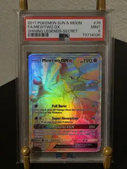 2017 POKEMON SUN & MOON SHINING LEGENDS SECRET #76 FULL ART/MEWTWO GX PSA 9 - Image 1