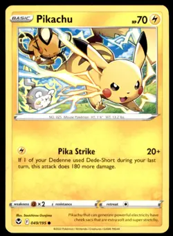 Pikachu 049/195 Common Silver Tempest Pokemon Near Mint - Image 1