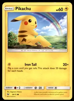 Pikachu 28/73 Common Shining Legends Pokemon Moderately Played - Image 1