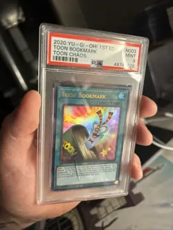2020 Yu-Gi-Oh! 1st edition Toon Bookmark Toon Chaos PSA 9 CRACKED CASE SO CHEAP - Image 1