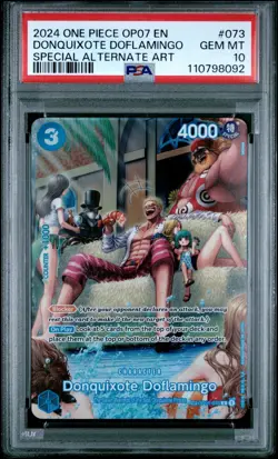 One Piece Card English - Doflamingo Alt Art #OP01-073 - OP07 500 Years - PSA 10 - Image 2