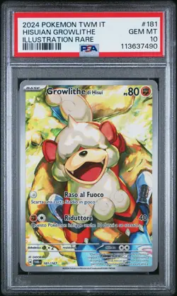 Pokemon Card Italian - Growlithe Art Rare #181 - Twilight Masquerade - PSA 10 - Image 2