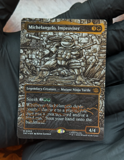 MTG TMNT Michelangelo, Improviser (Borderless) (Gold-Stamped Signature) - Image 1
