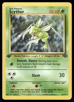 Pokemon Cards Scyther 26/64 1st Edition Jungle Rare NM EBAY LIVE FRIDAY - Image 1