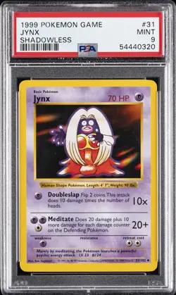 1999 POKEMON BASE SET SHADOWLESS #31 JYNX PSA 9 - Image 1