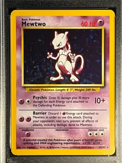 1999 Pokemon Base Set Unlimited-Mewtwo#10 Holo Rare 10/102 PSA Mint 9-English - Image 2