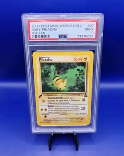 Baby Pikachu 27 World Collection ITALIAN Promo Rare Pokemon Card WOTC PSA 9 - Image 1