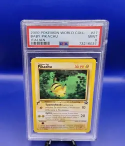 Baby Pikachu 27 World Collection ITALIAN Promo Rare Pokemon Card WOTC PSA 9 - Image 2